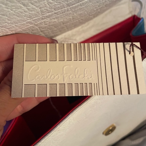 CARLOS FALCHI LEATHER white/multi color Tribal clutch bag - Picture 6 of 12